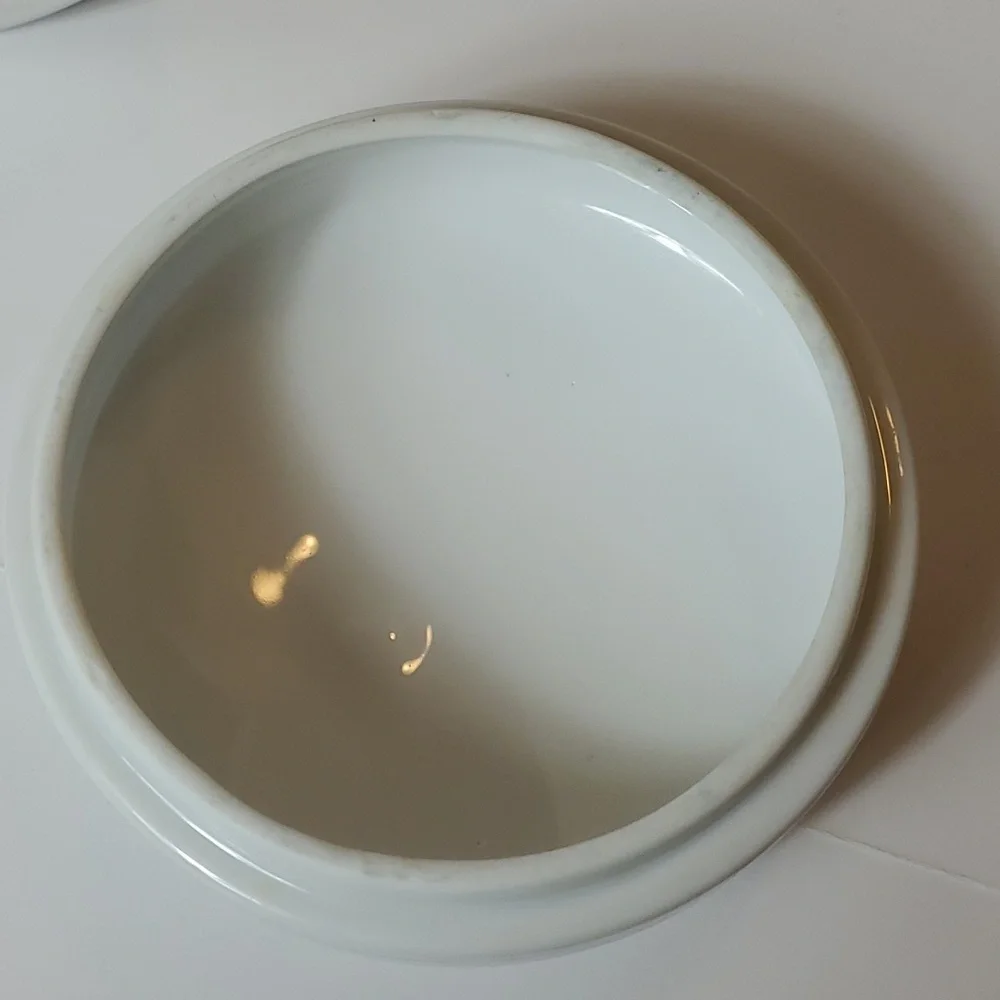 Glass white with hearts dish with lid